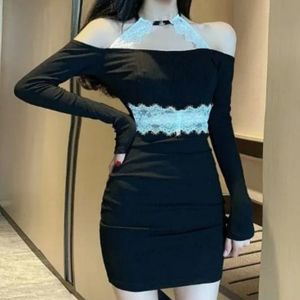 Lace Halter Off-Shoulder Dress